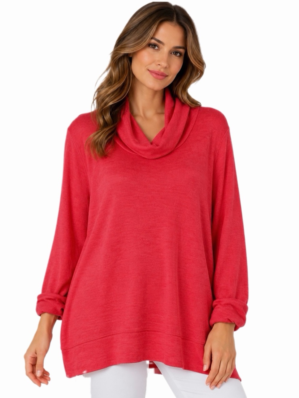 ANTHROPOLOGIE/SUNDAYS IN BROOKLYN CowlNeck Lightweight Coral/Red Sweater Size XL